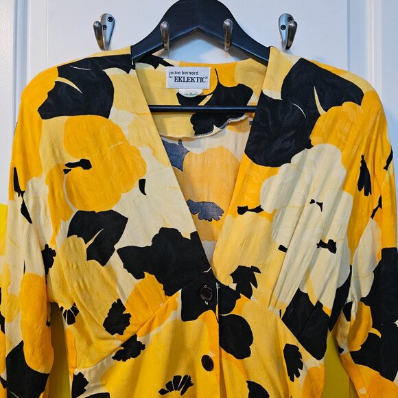 Bold Vintage Canadian Black and Yellow Floral Sundress - Picture 3 of 15